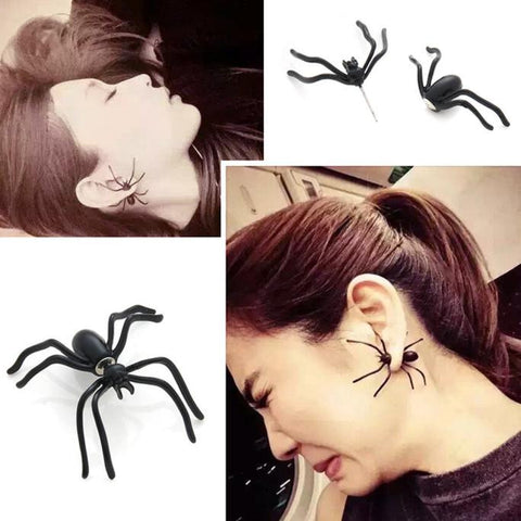 1 Pair Fashion Black Spider